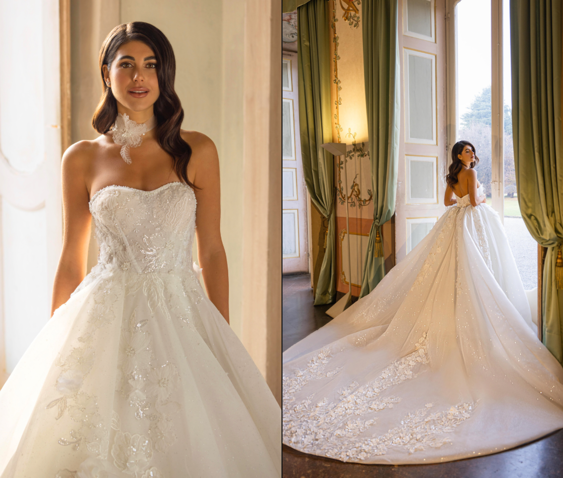 Couture wedding dress with intricate beading Dovita